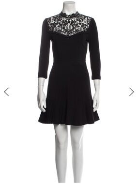 ERDEM Black Lace-Yoke Long Sleeve Fit & Flare Dress